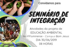 Seminário acontecerá no Auditório Professora Amanda Celeste Pimentel, no IFF Bom Jesus.