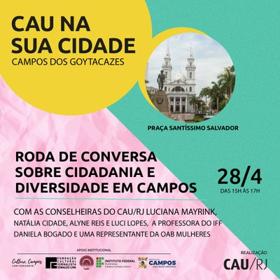 Arte divulgação roda de conversa cidadania e cidade