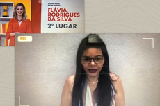 Flávia Rodrigues explicou a importância de sua pesquisa na transmissão online da premiação.Foto/montagem: Raphaella Cordeiro