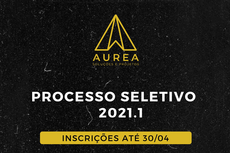 Arte do processo seletivo da Aurea com inscrições até 30 de abril de 2021.