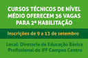 Inscrições para 2ª Habilitação em Cursos Técnicos de Nível Médio acontecem de 9 a 13 de setembro