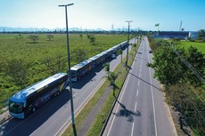 Ônibus que compõem a frota do programa de transporte municipal (Foto: Cezar Ferreira/PMCG)