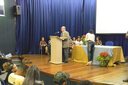 O professor Evanildo Bechara em conferência no Campus Campos Centro do IFF (Rakenny Braga/Comunicação Social)