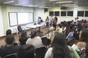 A diretora acadêmica do campus, Aline Vasconcelos, na abertura dos trabalhos (Diomarcelo Pessanha/Núcleo de Imagens do IFF)