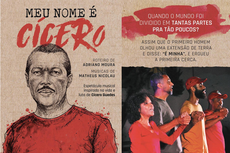 Arte adaptada do cartaz original de apresentação da peça teatral Meu Nome é Cícero (Adaptação de Carlos Henrique Junior). 