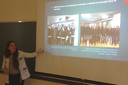 Polline durante apresentação de trabalho na Unicamp.