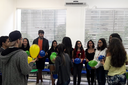 Estudantes participam de dinâmica realizada em encontro recente. 