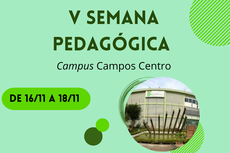 Arte com data da quinta Semana Pedagógica do IFF Campus Campos Centro.