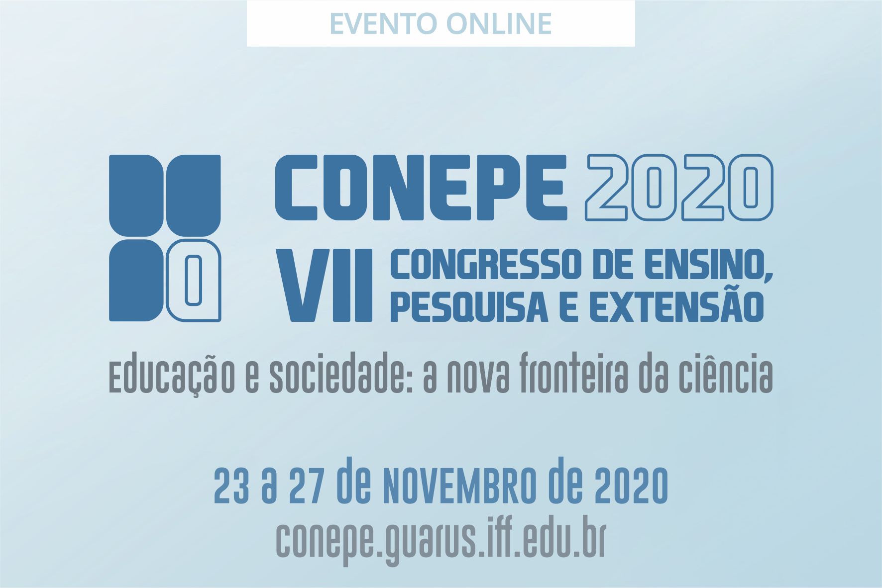  INSCRIÇÕES PARA A 7ª EDIÇÃO DO CONGRESSO DE ENSINO PESQUISA EXTENSÃO TERMINAM DIA 20 DE NOVEMBRO