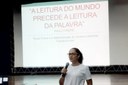 A coordenadora do Napnee e responsável pela Coordenação da Educação de Jovens e Adultos do IFF Itaboraí, Neyse de Carvalho Ribeiro, fez uma apresentação, dando início às discussões e debates com a comunidade escolar presente. 