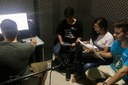 Alunos fazem gravação de podcast no estúdio do IFF Itaperuna