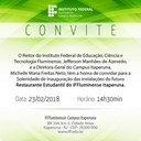 Convite de inauguração do Restaurante Estudantil do Campus Itaperuna