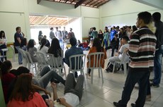 A atividade aconteceu no hall do Bloco B, com alunos dos cursos técnicos e de nível superior