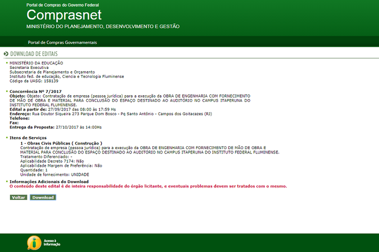 Edital está disponível para consulta