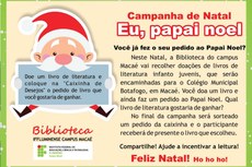 Campanha de natal 2015 promovida pela biblioteca do campus Macaé.