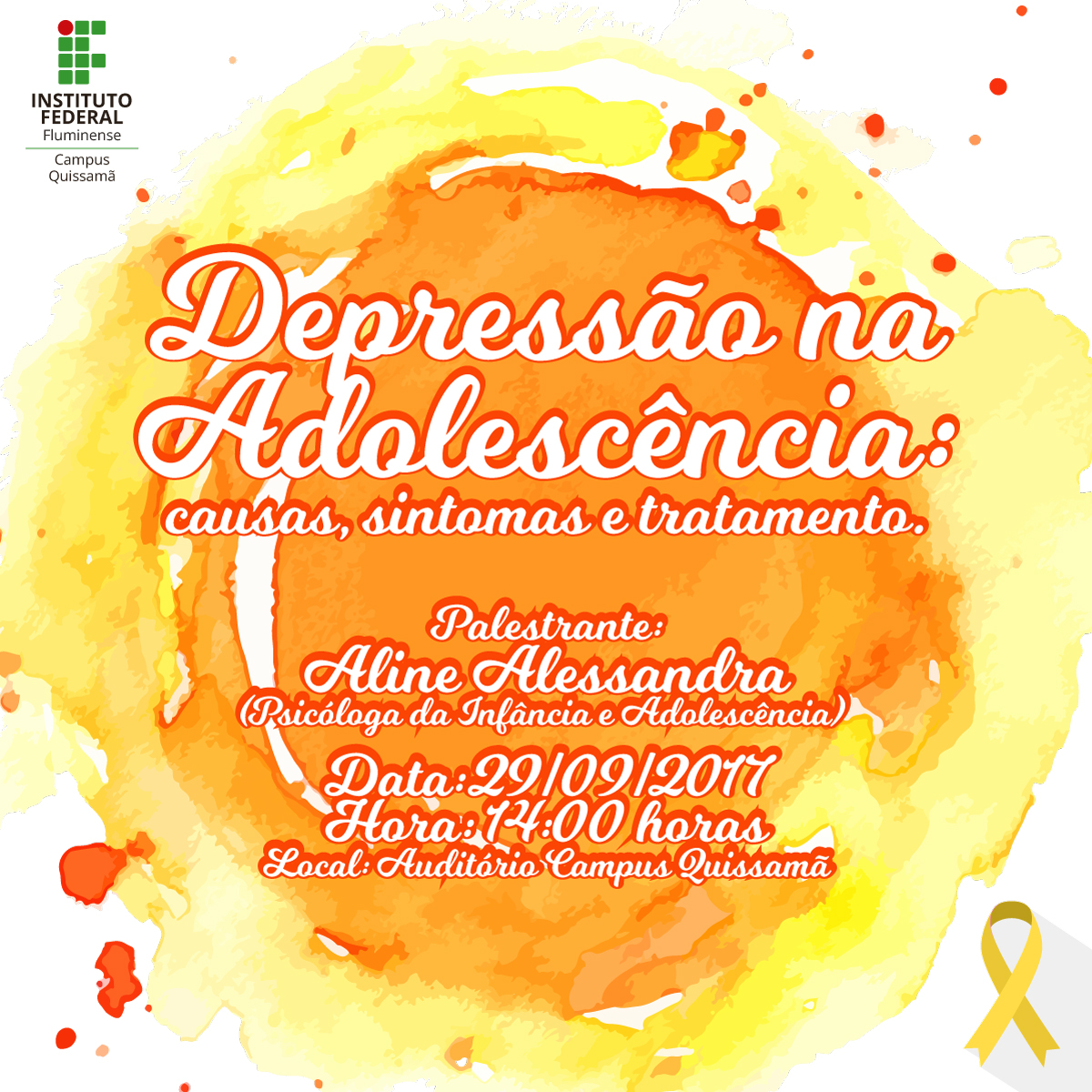 Programação evento Depressão na Adolescência