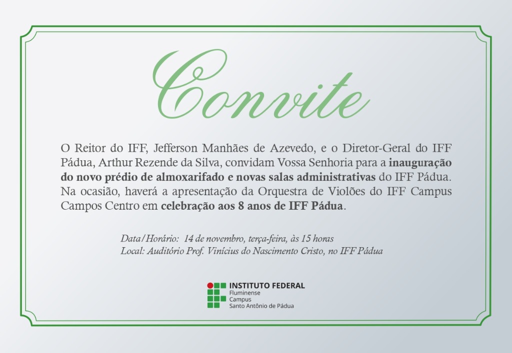 Convite - Inauguração Bloco e Aniversario