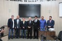 Representantes das instituições de ensino com o Presidente da Câmara, Dr. Edson Batista, e demais vereadores