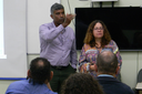 A professora Maria Inês, coordenadora do PPEA, abriu o evento dando boas-vinda aos calouros. (Foto: Valdênia Lins)