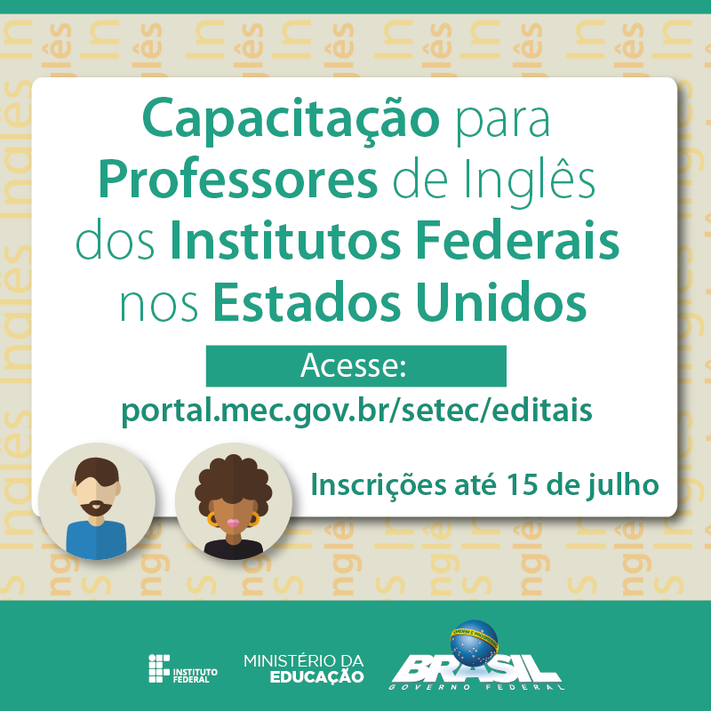 Cartaz Capacitação para professores de Inglês 