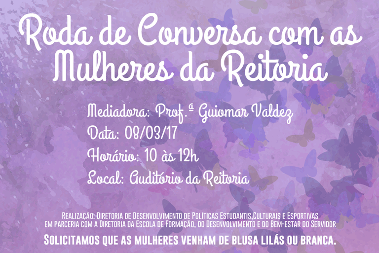 Convite Roda de Conversa com as Mulheres da Reitoria 