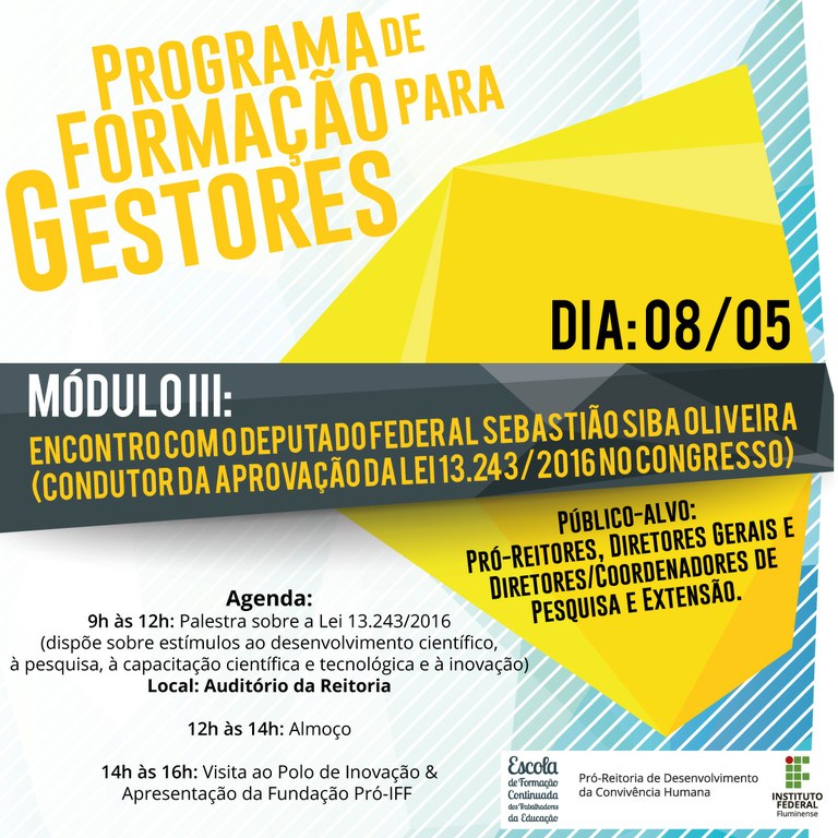 Programação do Módulo III do Programa de Formação para Gestores