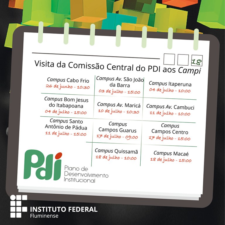 Agenda de visita aos campi para apresentação do PDI e PPI