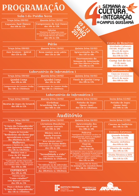 Programação da IV Semana de Integração do Campus Quissamã