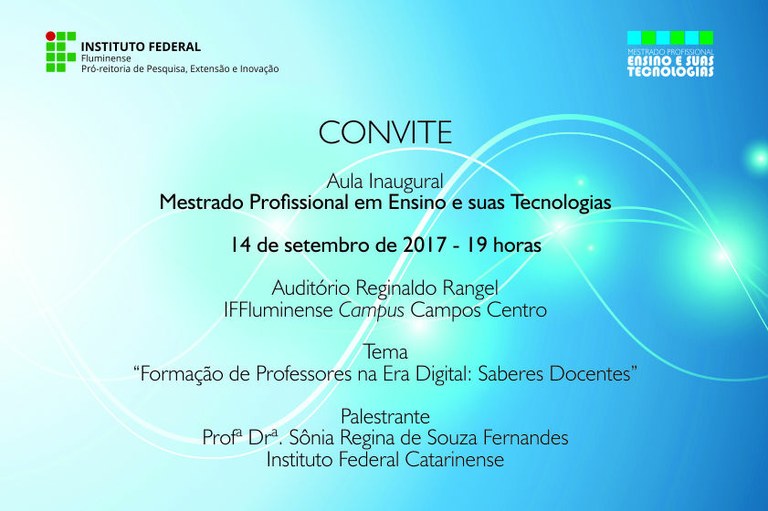 Aula inaugural do Mestrado Profissional em Ensino e suas Tecnologias