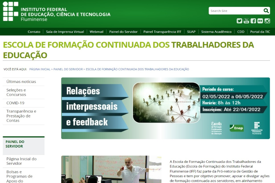 Escola de Formação lança nova página no Portal do IFF