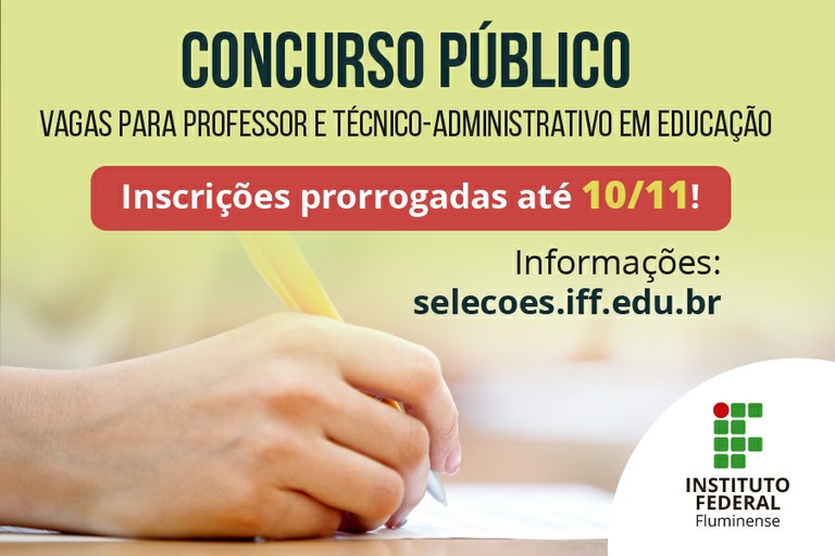 IFF abre concurso público para professores e técnico-administrativos em educação