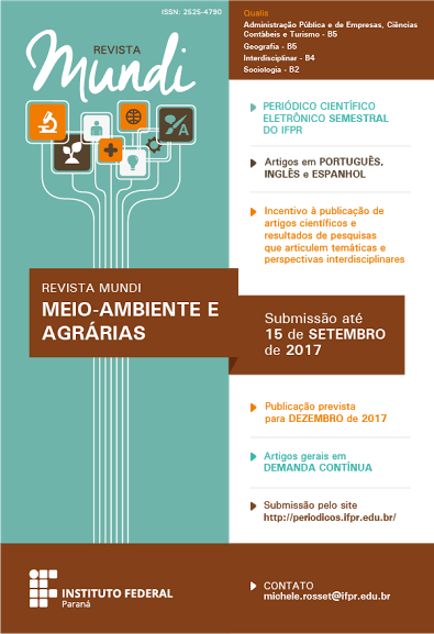 Chamada de artigos para a Revista Mundi Meio Ambiente e Agrárias