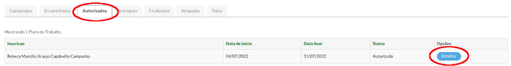 Detalhar planos autorizados